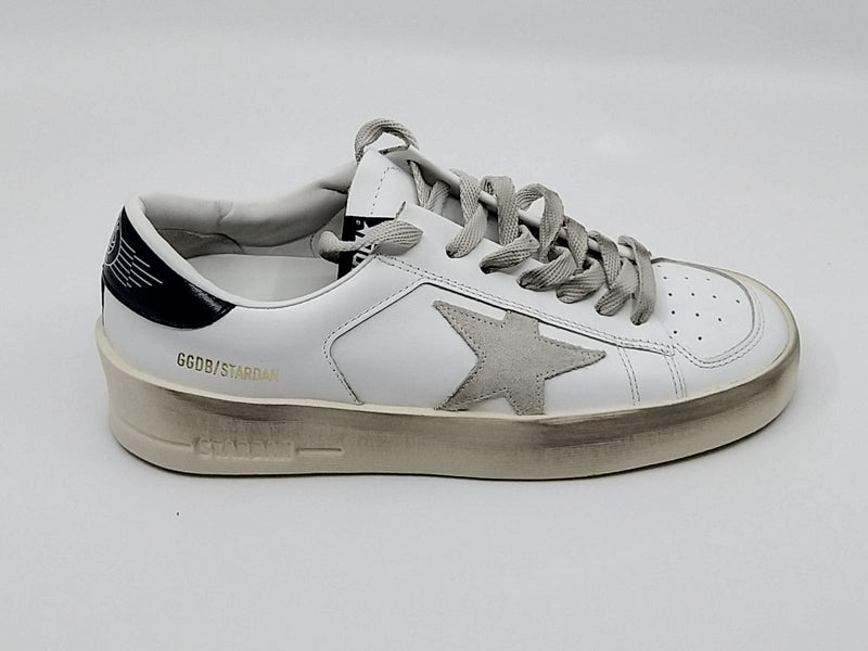 Stardan - Blanche étoile suede talon bleu Golden Goose